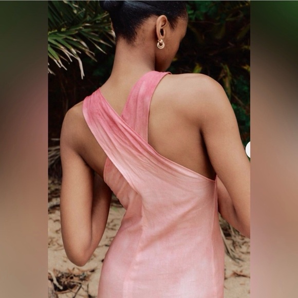 Zara Linen Blend Ombre Maxi Dress size Large - Picture 2 of 10